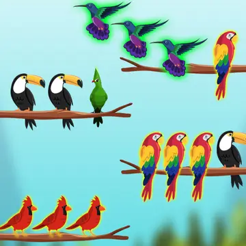 Bird Sort Challenges – Kostenloses Puzzlespiel zum Sortieren von Vögeln online spielen
