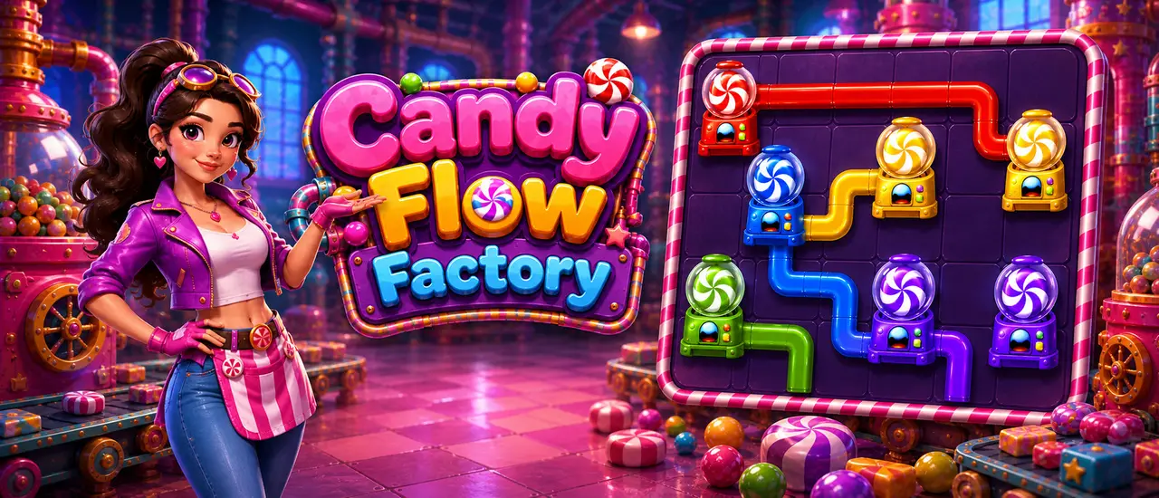 Candy Flow Factory kostenlos spielen – Puzzle & Spielspaß online
