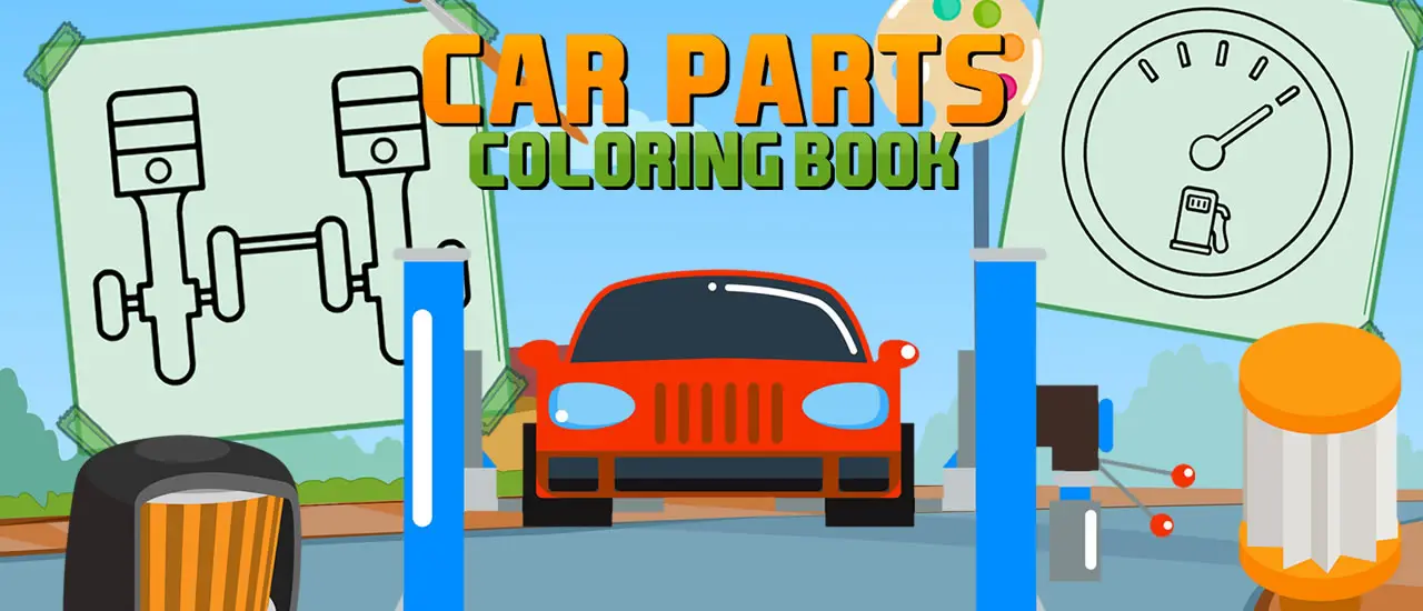 Car Parts Coloring Book - Jeu de coloriage en ligne gratuit pour enfants