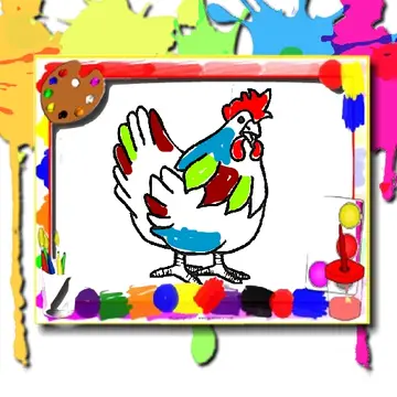 Chicken Coloring Book - Juego de pintar en línea gratis para niños