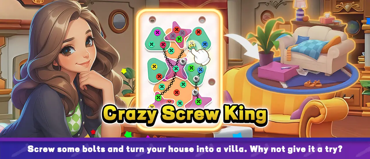 Crazy Screw King - Jeu de Puzzle en Ligne Gratuit