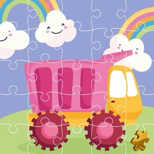 Cute Kids Trucks Jigsaw - Juego para niños gratis y en línea