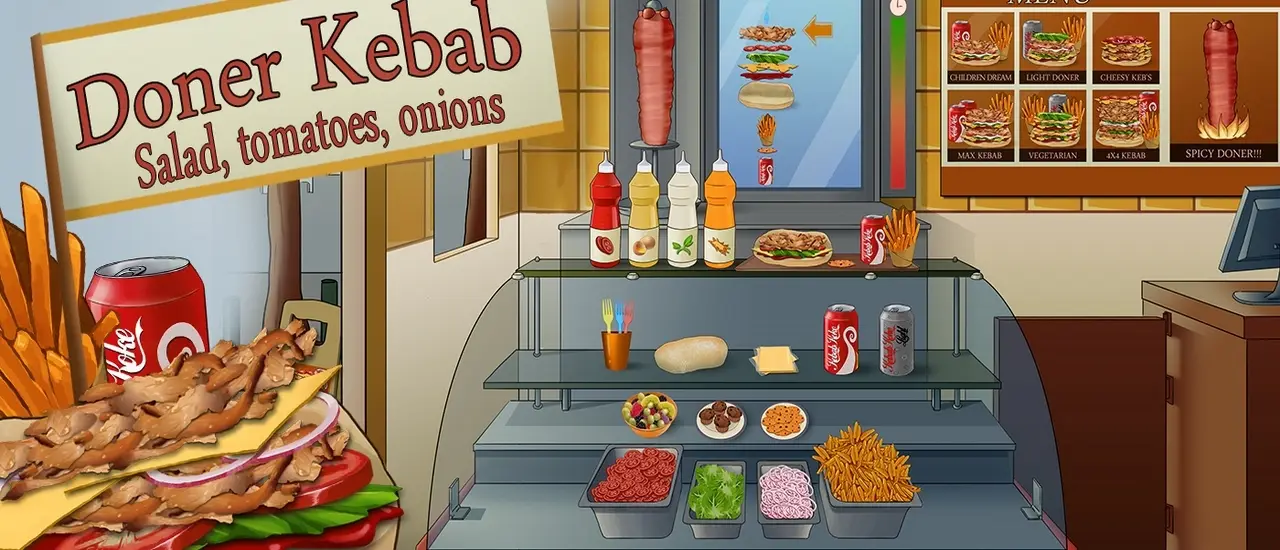 Döner Kebab : salade, tomates, oignons