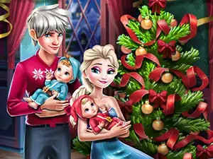 Elsa Family Christmas - Fun Dress-up & Cleaning Game