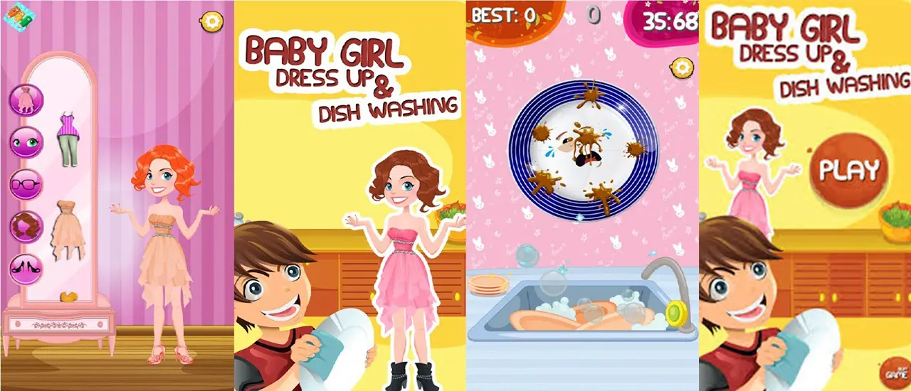 Girl Dress up & Geschirrspülen - Kostenloses Modespiel für Mädchen