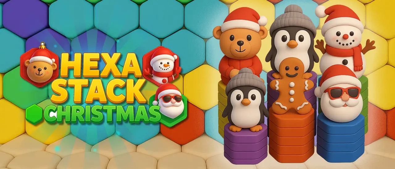 Hexa Stack Christmas kostenlos spielen – Puzzle & Match-3 Spiel