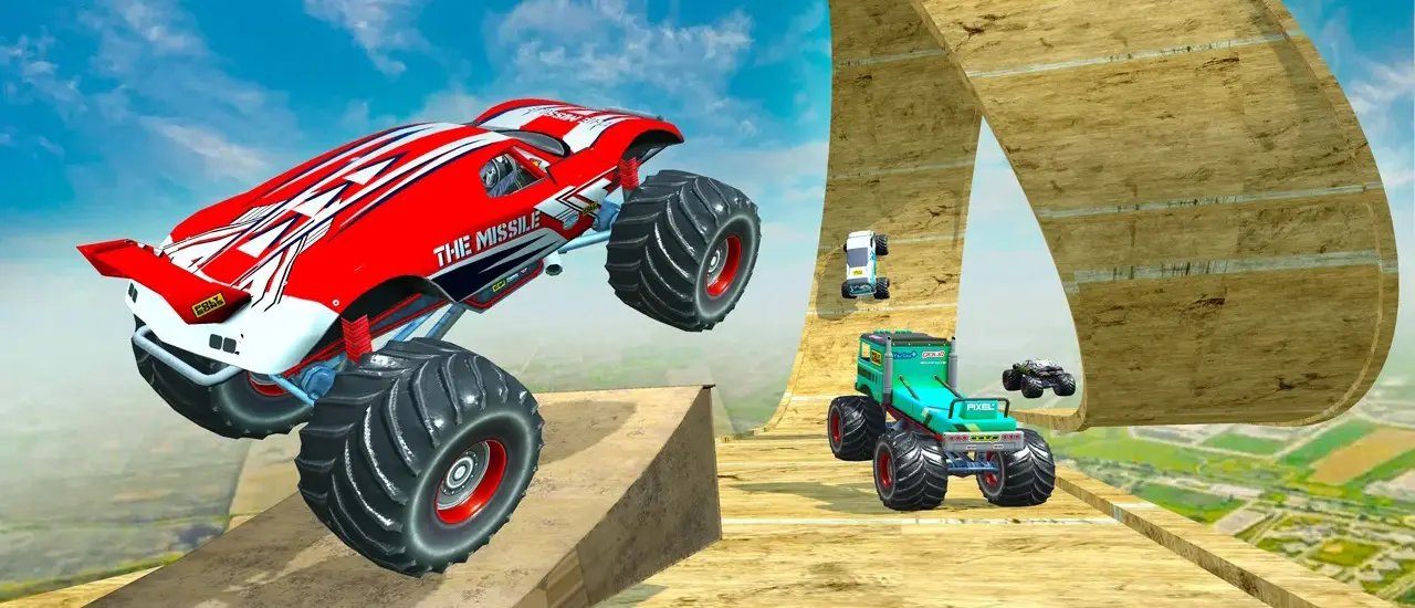 Mega Ramp Monster Truck Yarışı - Ücretsiz Çevrimdışı Oyna