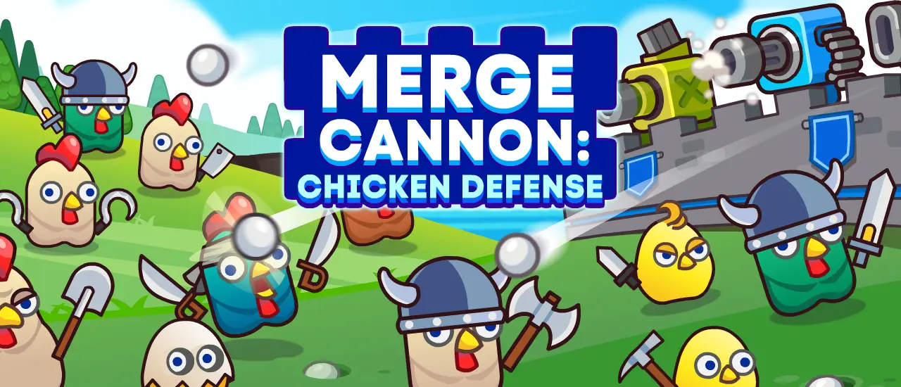 Merge Cannon: Chicken Defense - Play Free Strategy & Merge Game