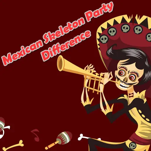Mexican Skeleton Party Difference - Free Online Coloring Game for Kids
