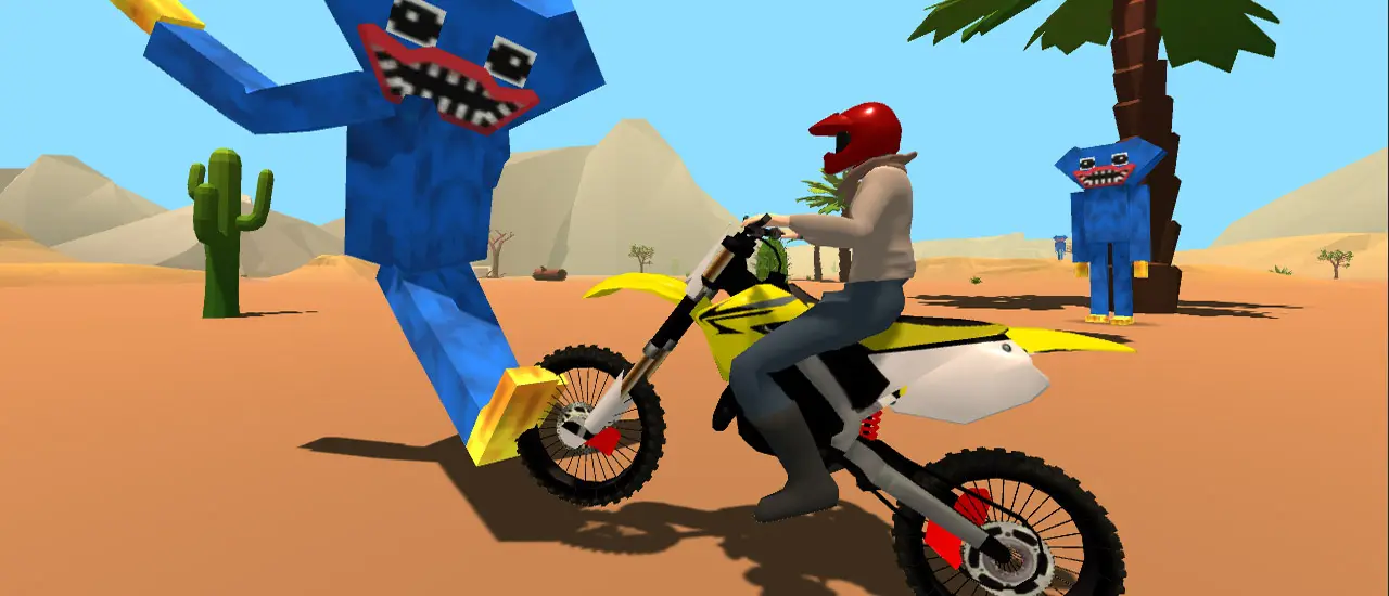 Motoracer vs Huggy: Juego de carreras y destruir monstruos online gratis