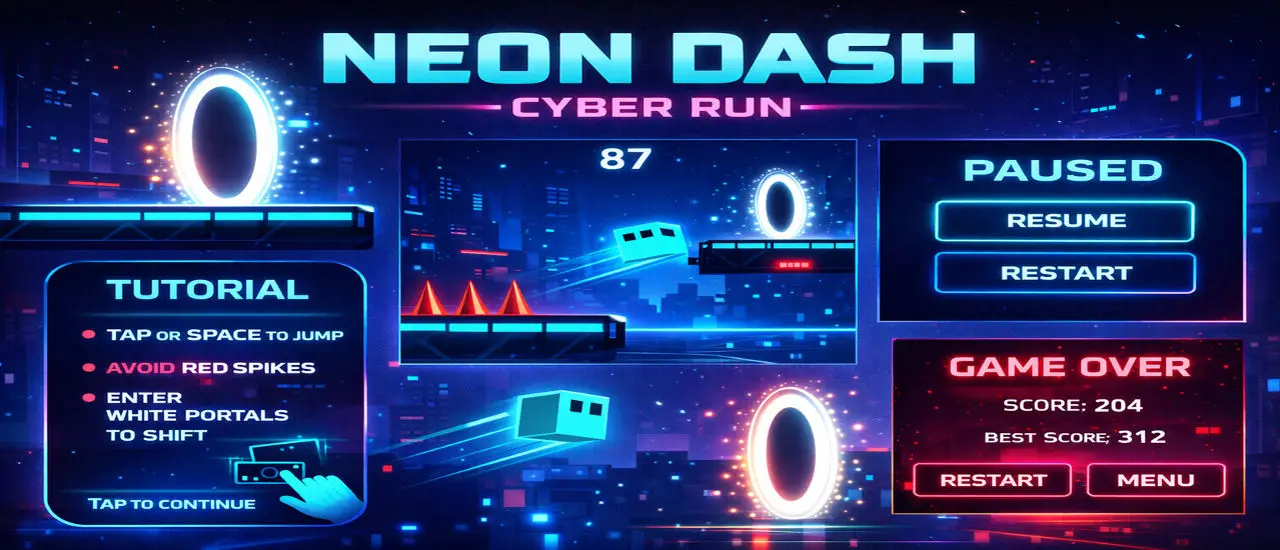 Neon Dash: Cyber Run - Play Free Online Endless Runner