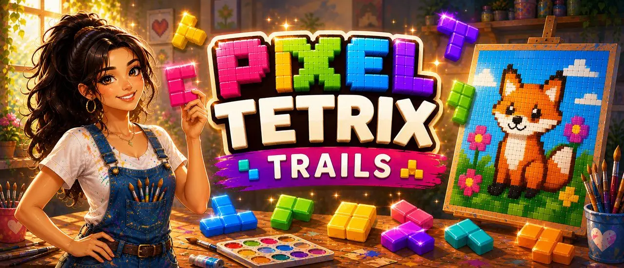 Pixel Tetrix Trails - Jouer à ce jeu de puzzle et d'art en ligne