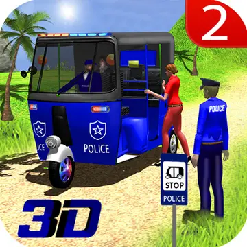 Police Auto Rickshaw Taxi Game - Jeu de course de police moderne