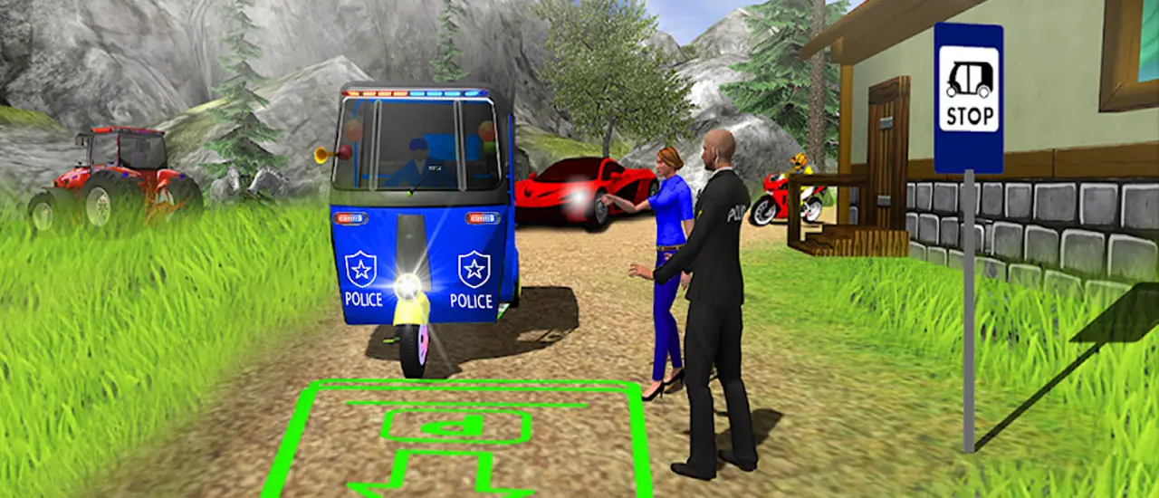 Police Auto Rickshaw Taxi Game - 警察カーシミュレーション無料オンラインゲーム