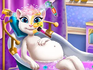 لعبة حمام القطة الحامل - لعب وتجميل القطط أونلاين مجانية