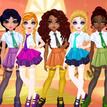 Princesses BFF Rush a la Escuela - Juego de Vestir y Maquillaje