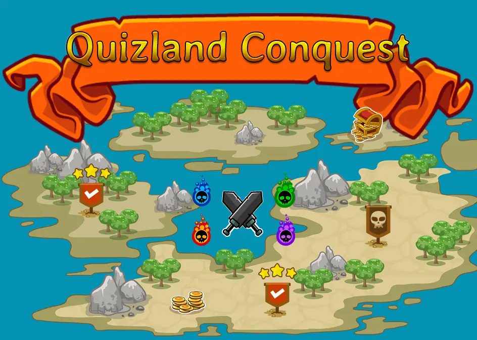 Quizland Conquest - Jeu de quiz et stratégie en ligne gratuit