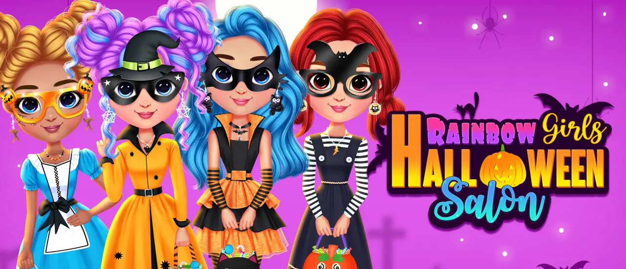 Rainbow Girls Halloween Salon - Jogo de Maquiagem e Fantasias Online Grátis