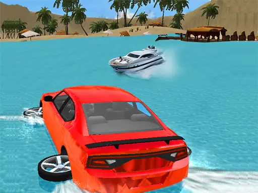 Water Slide Car Race - Jeu de course en bateau et voiture
