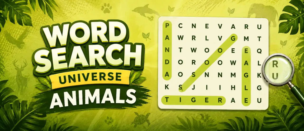 Word Search Universe Animals – Kostenloses Wortsuchspiel online spielen